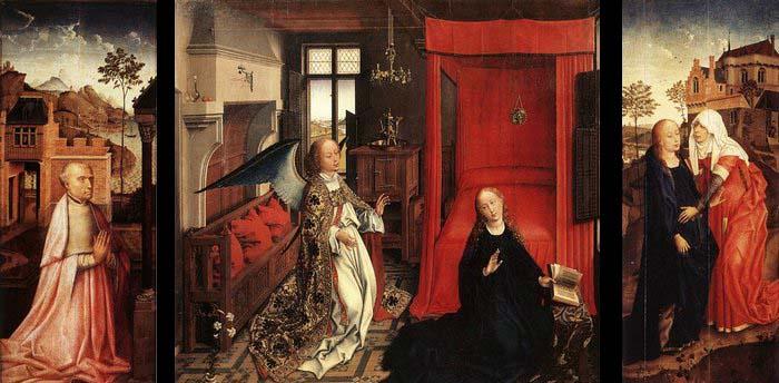 WEYDEN, Rogier van der Annunciation Triptych France oil painting art
